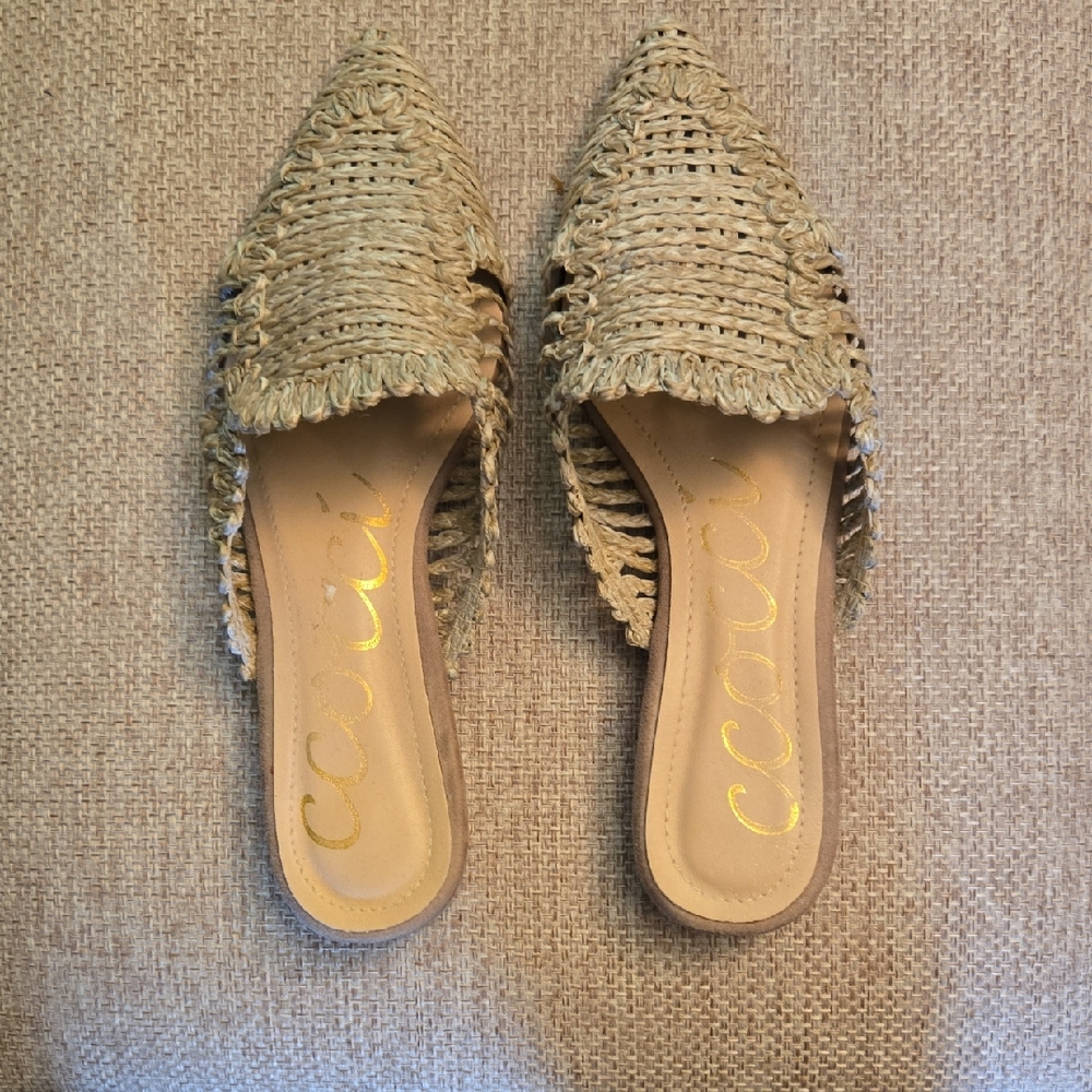 Monaco Tan Mules with Intricate Woven Design